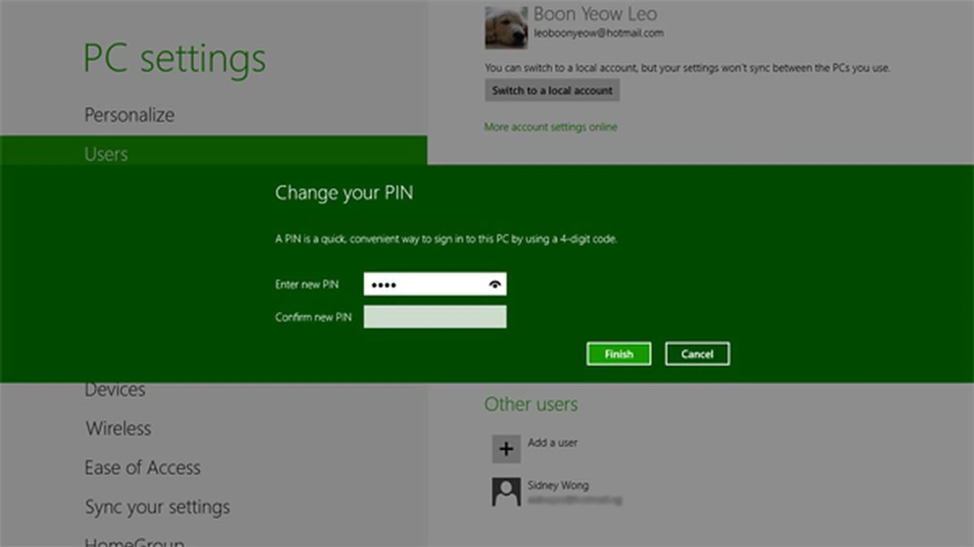 For a quick sign-in, you can specifiy a 4-digit PIN.