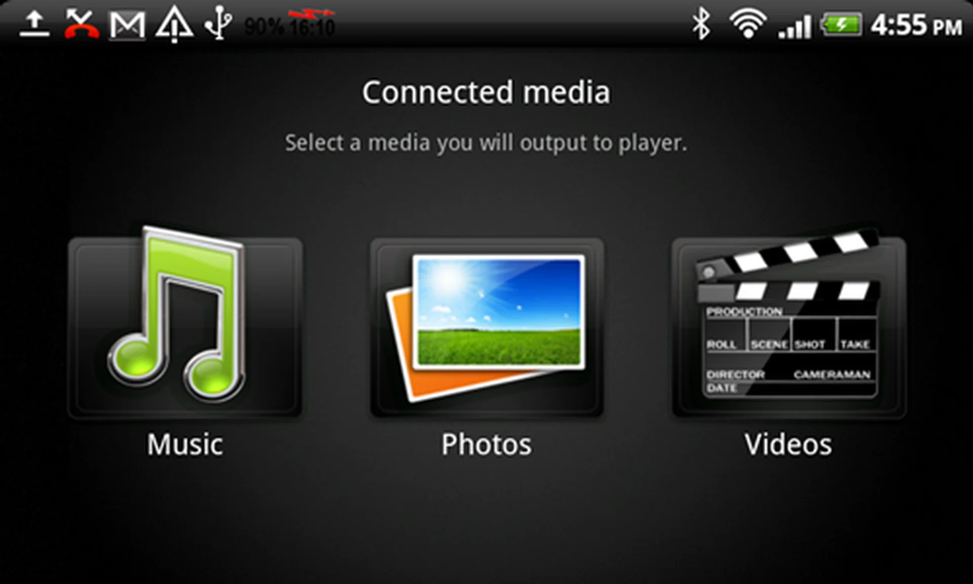 A built-in app, Connected Media, will allow you to easily output selected media to a DLNA-capable device.