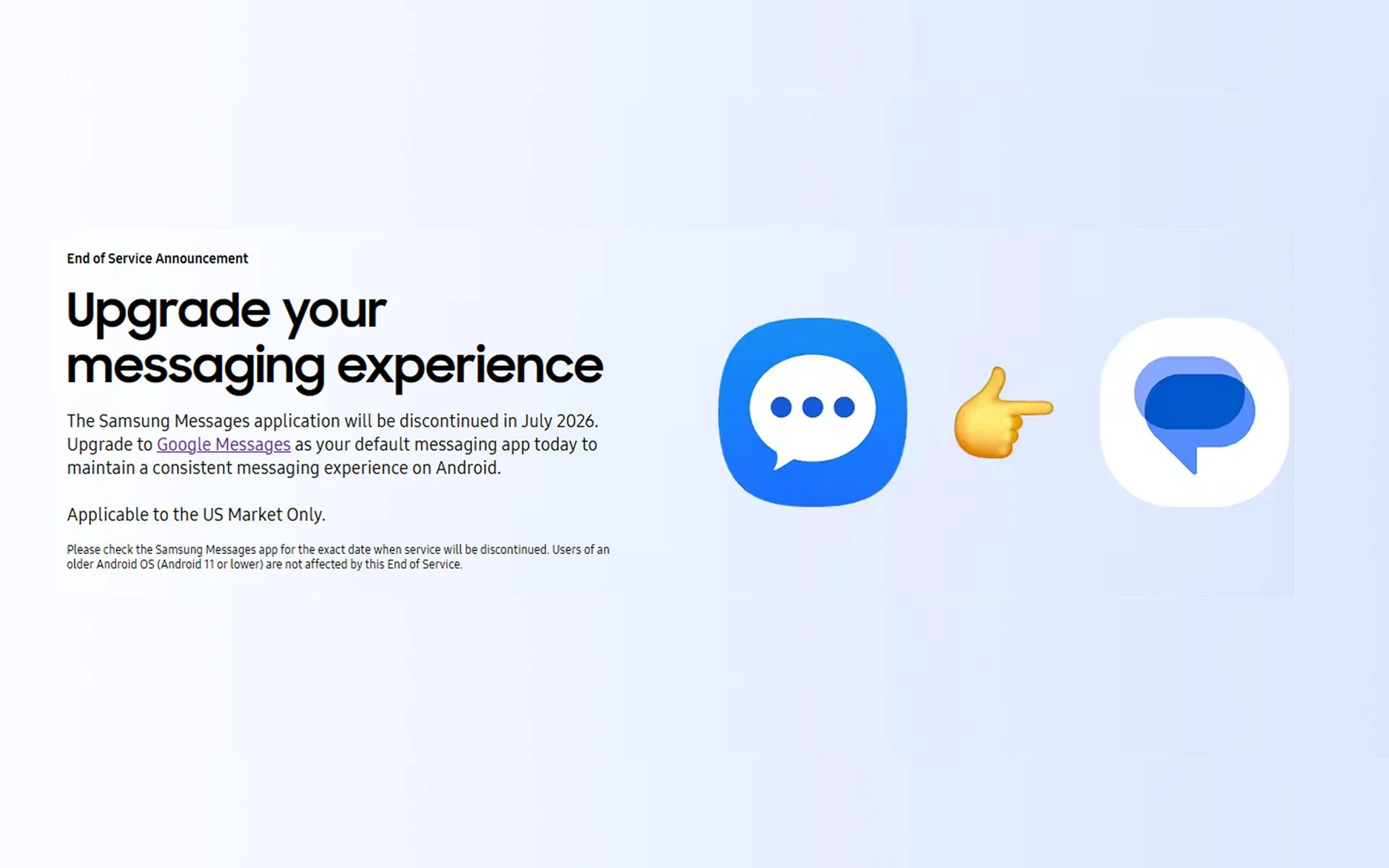 Samsung Messages app for SMS ends its US service in July 2026