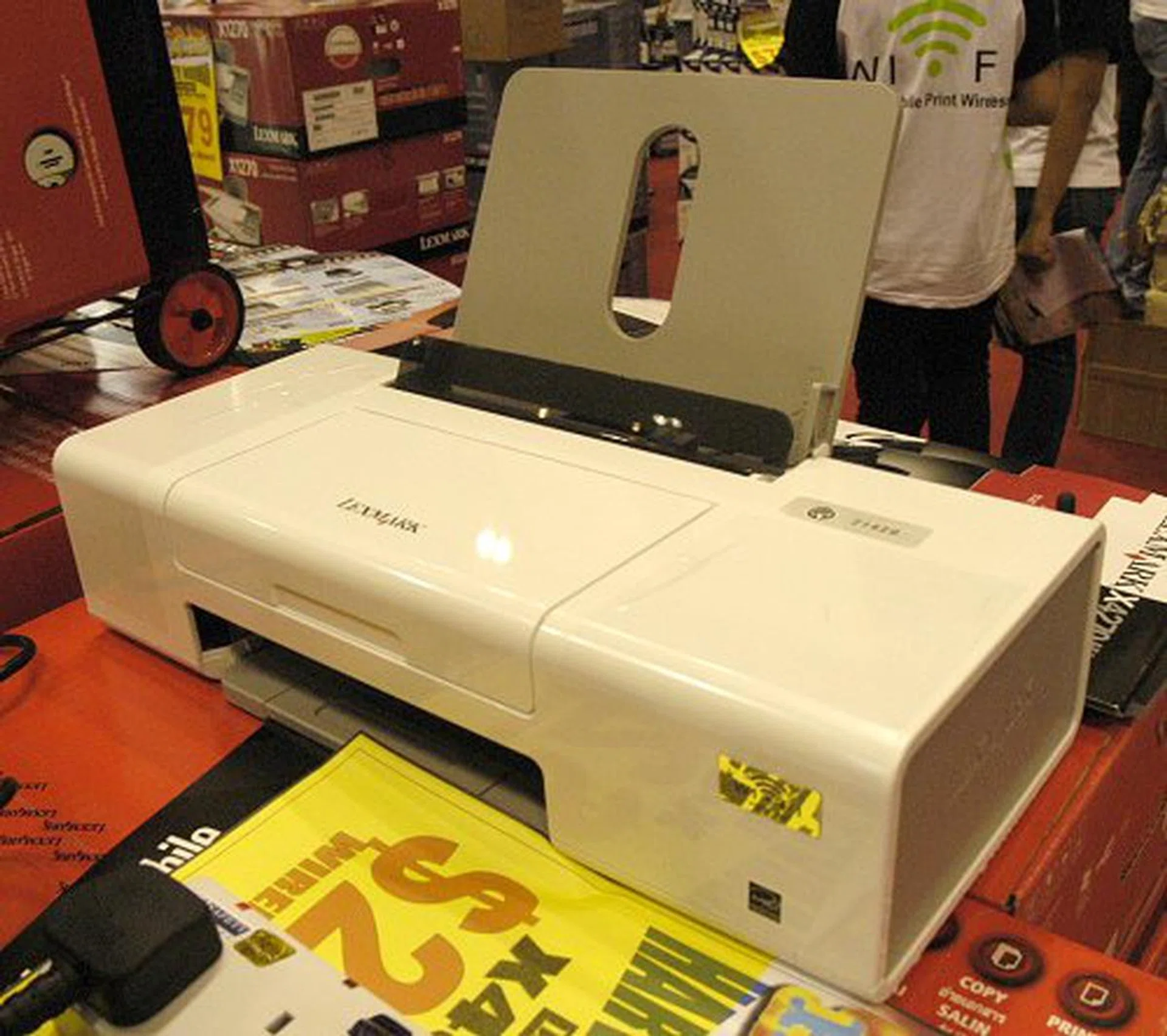  Lexmark also have a highly affordable wireless color printer ideal for homes that have embraced wireless networking technology. The Z1420 has 802.11g Wi-Fi built-in, and prints up to 24ppm (mono) and 18ppm (color). Pay only $129 and get an optical mouse and trolley worth $32.90 free.  