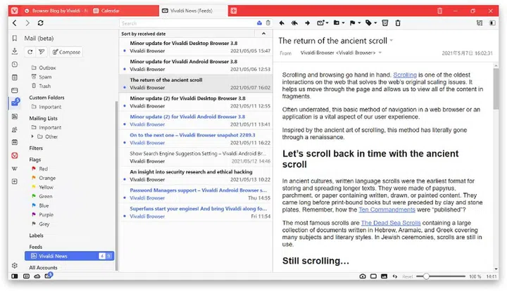 You can even watch YouTube videos in your feed. Image courtesy of Vivaldi. 