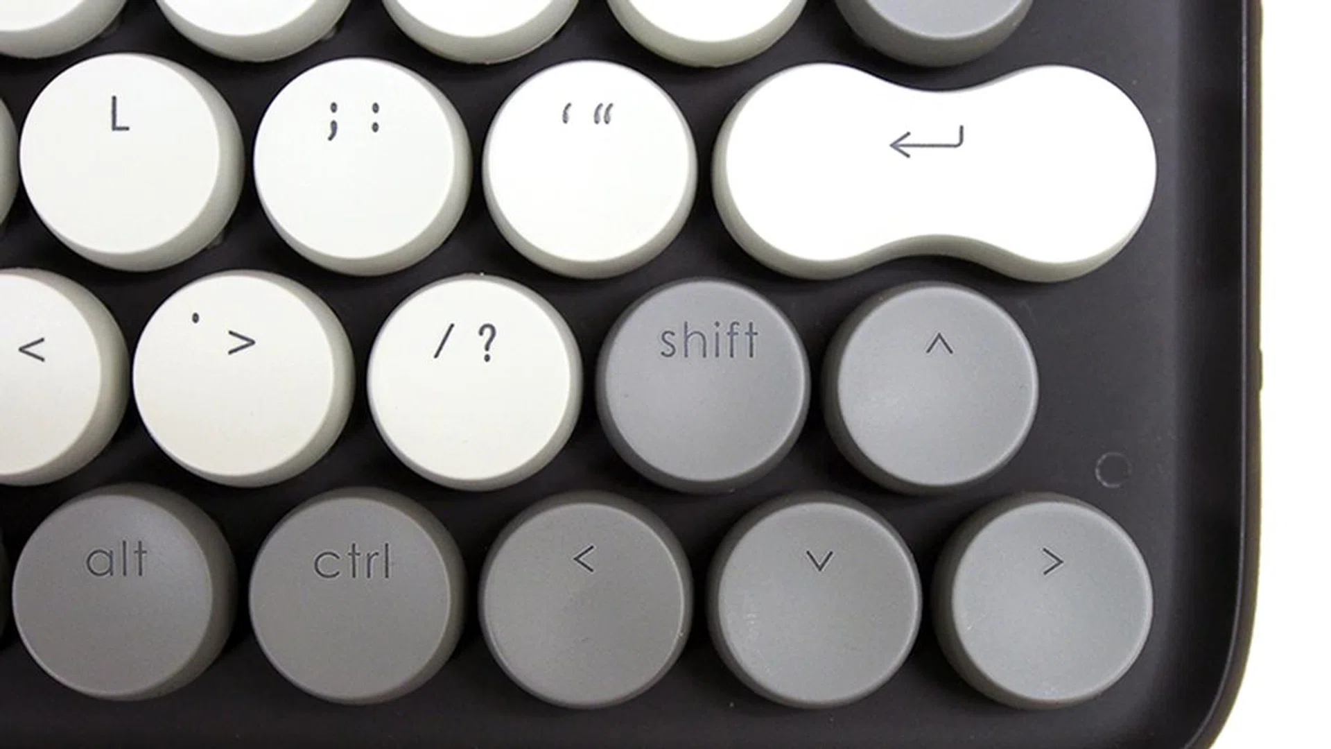 The right Shift key is smaller on the Lofree Four Seasons than on most other keyboards.