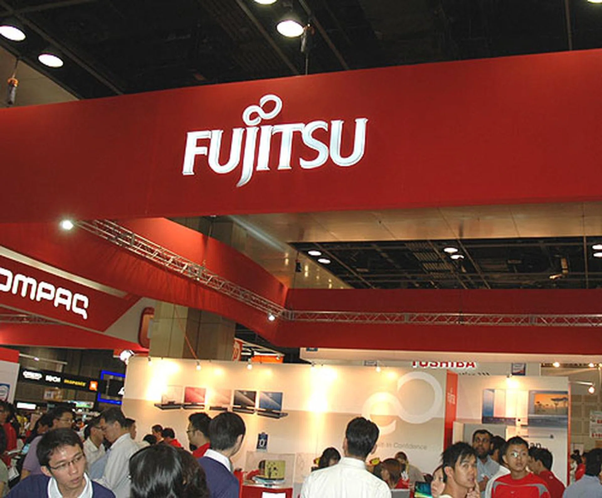  With its usual classy display of notebooks Fujitsu's booth looked crowded when we were there to check out its wares.  