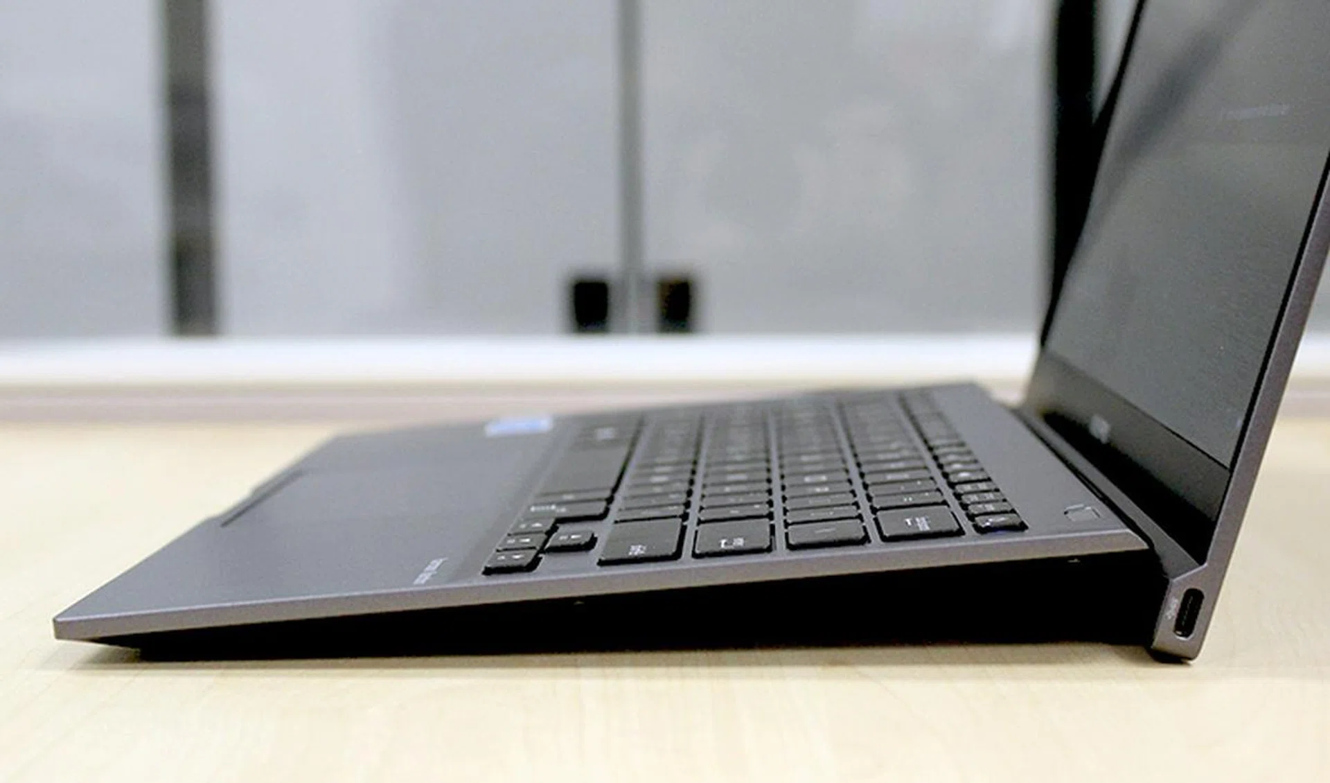 With the display opened, the hinge doubles up as a stand.