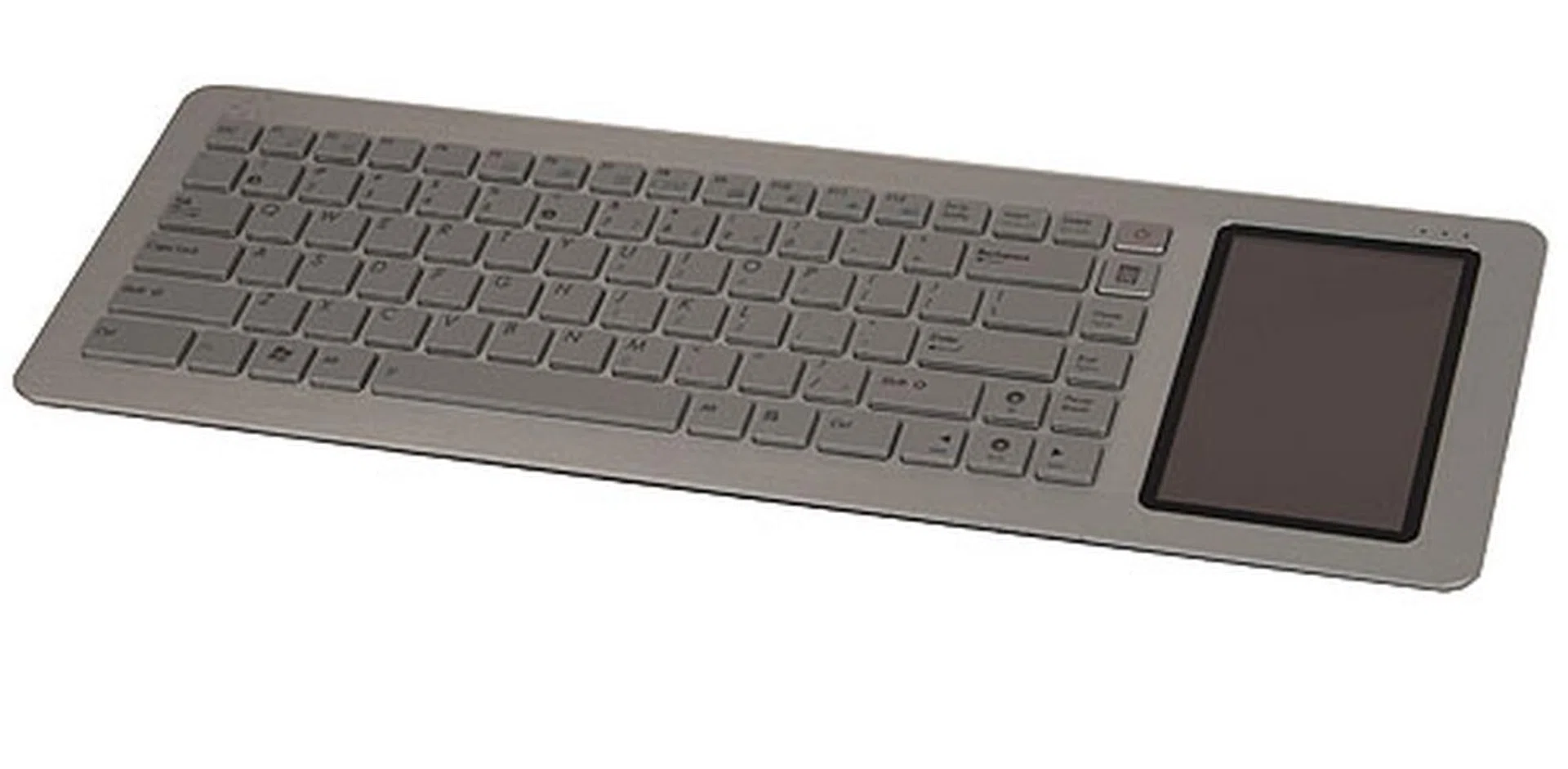 It looks just like a keyboard, but it's not a keyboard. The EeeKeyboard PC is a complete little PC housed within a keyboard frame, complete with a 5-inch touchscreen (800 x 480 pixels resolution).