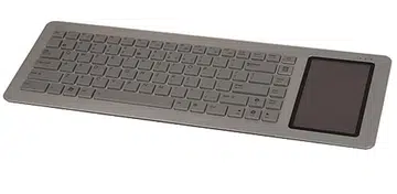 It looks just like a keyboard, but it's not a keyboard. The EeeKeyboard PC is a complete little PC housed within a keyboard frame, complete with a 5-inch touchscreen (800 x 480 pixels resolution).