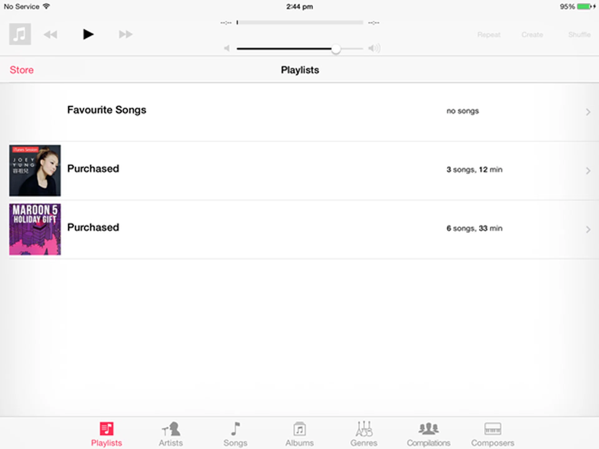 The music player on the Apple iPad has a very straightforward, easy to use interface.