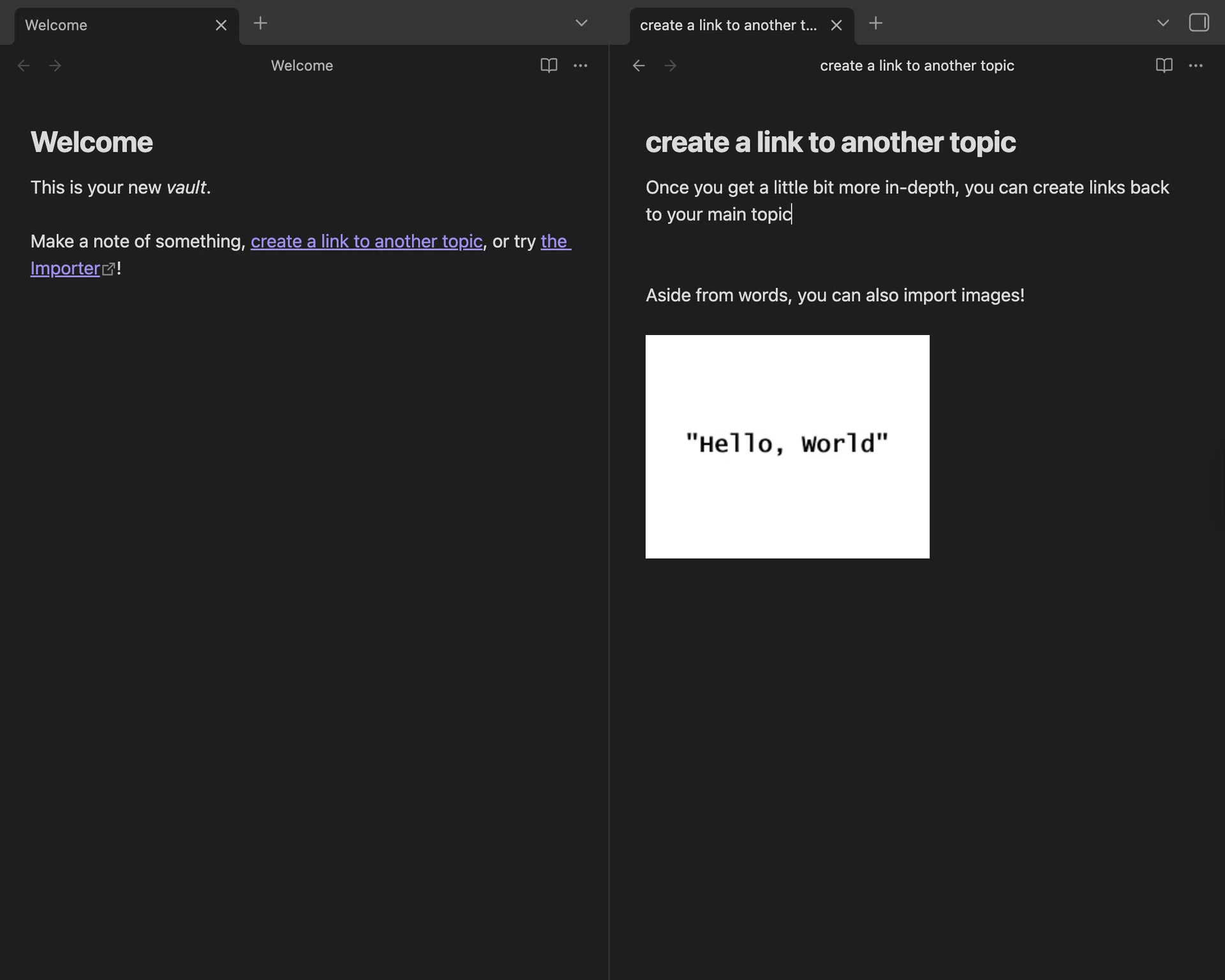 Screengrab of Obsidian app being used as a notetaker function