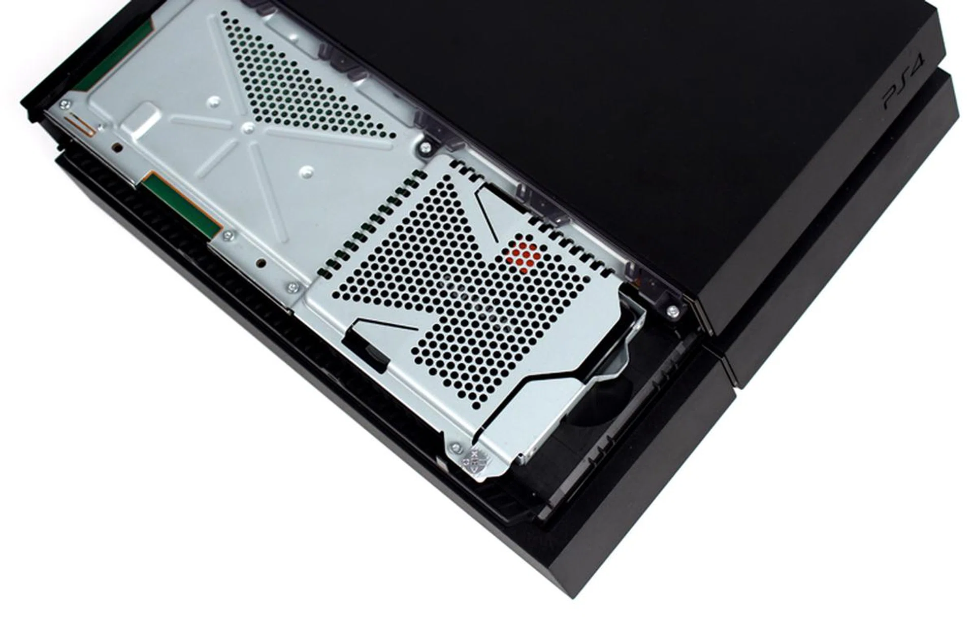 Slide the SSD back into the PS4 and replace the Playstation screw and drive cover.