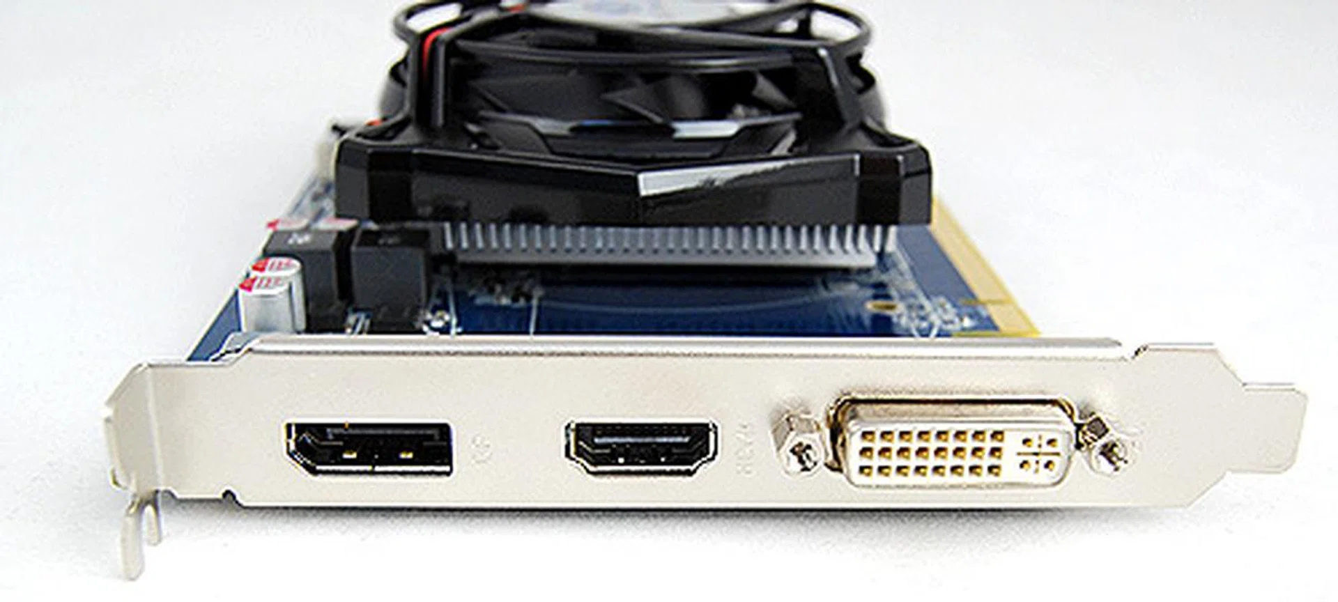 A DisplayPort, as well as a DVI and HDMI ports are standard on the Sapphire HD 5670.