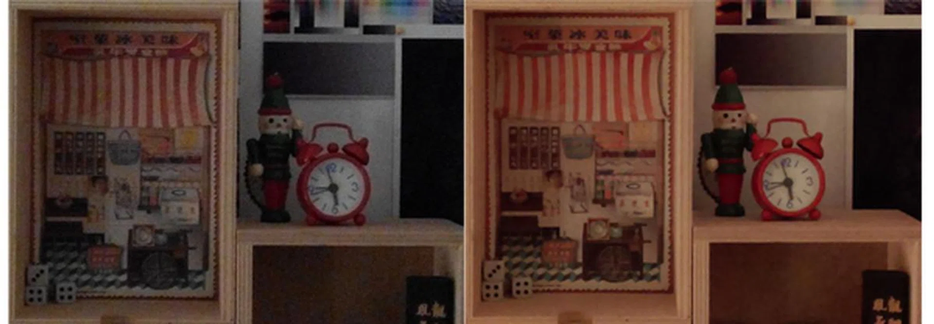 Left: Xiaomi Redmi Note (f/2.2 at 3.5mm, 1/13 sec, ISO 1052). Right: HTC Desire 816 (f/2.2 at 3.81mm, 1/10 sec, ISO 2000) <br> Due to its backside illuminated sensor, the HTC Desire 816 delivers better photos in low light conditions.
