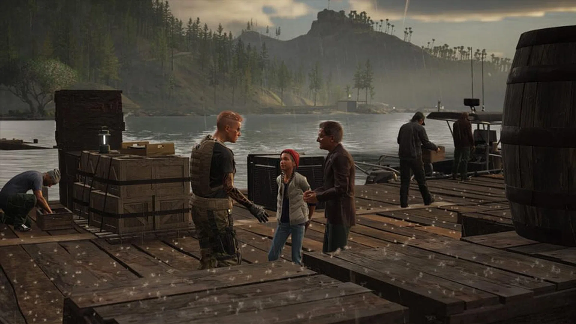 You can find civilians and interact with them in homesteads. Those rain effects though, yikes. 