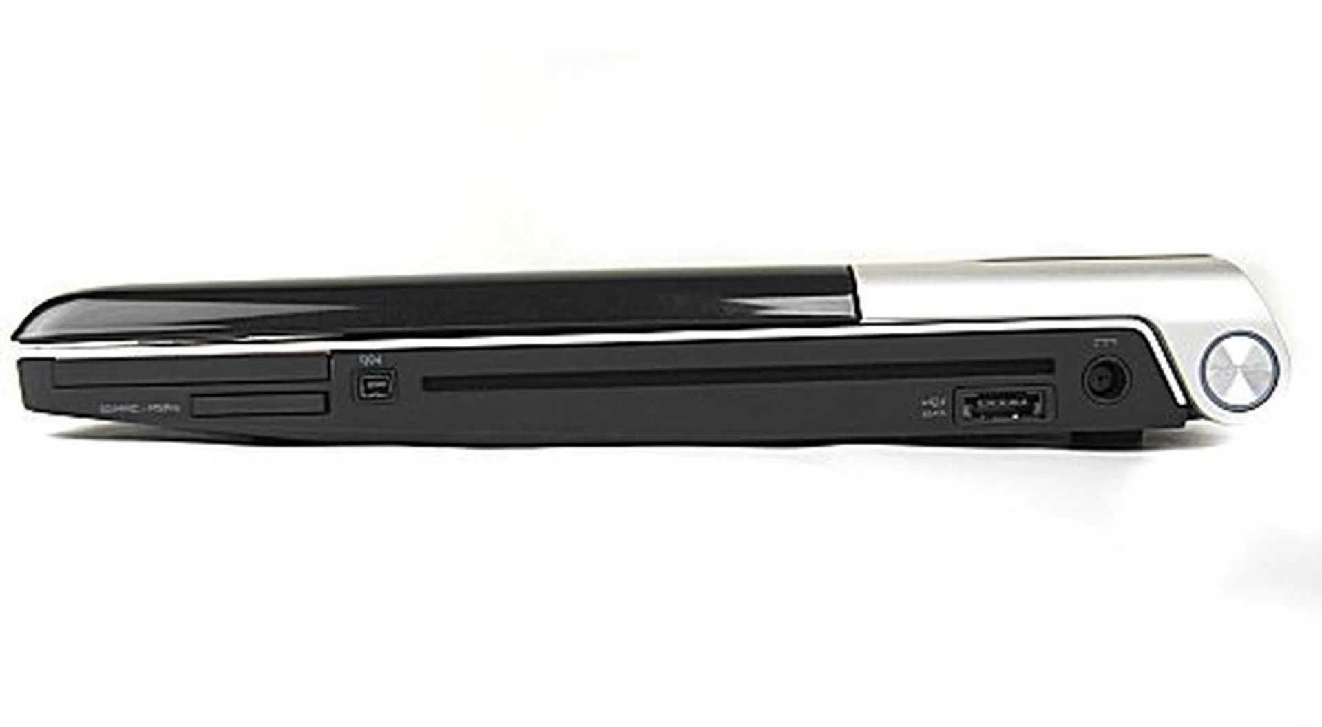The right side of the unit holds an ExpressCard/54 slot, 8-in-1 card reader, a FireWire 1394a port, a eSATA-USB combo port and the slot loaded Blu-ray drive.
