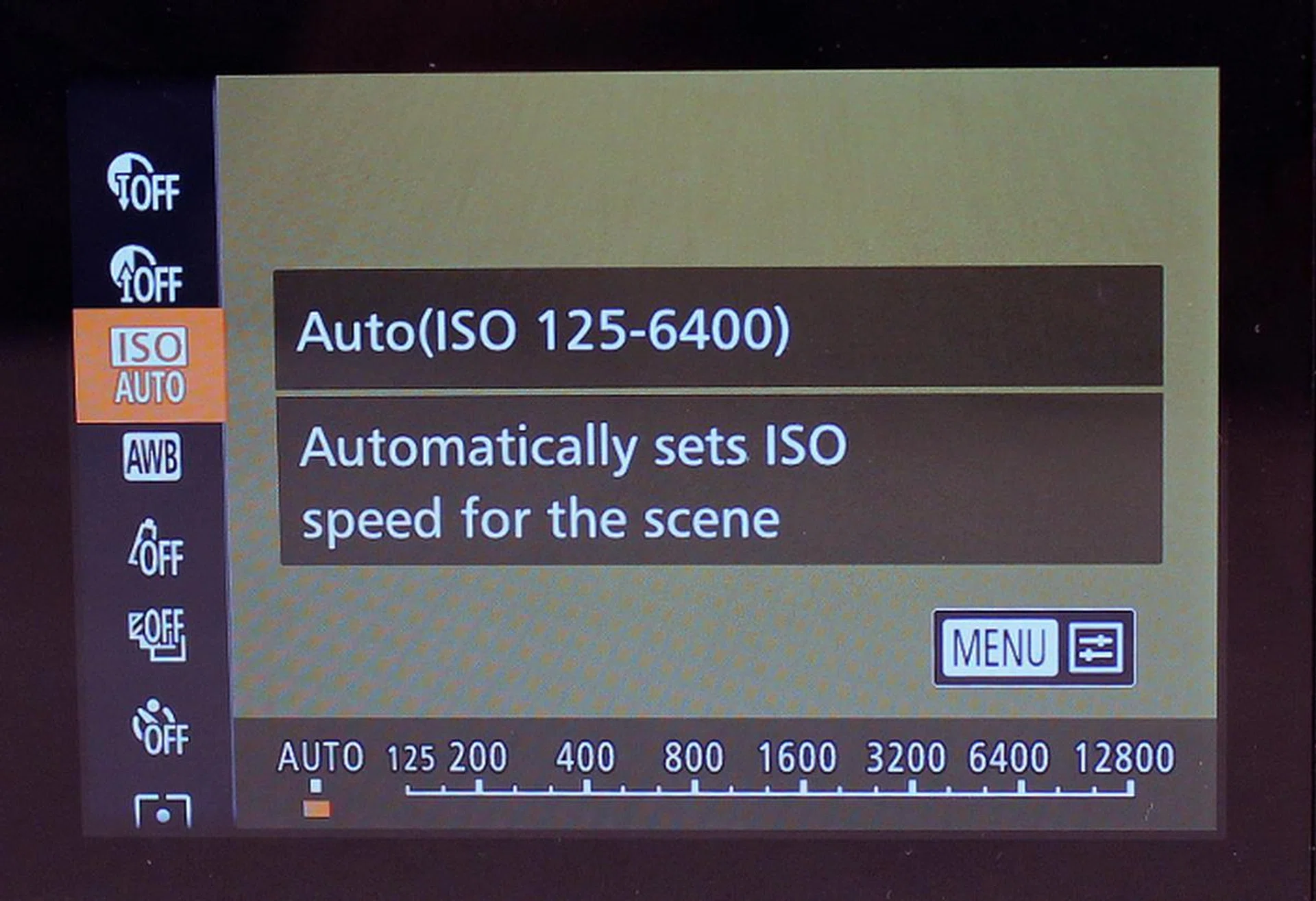 Hitting the Func/Set button will bring up a list of commonly-used shooting options.