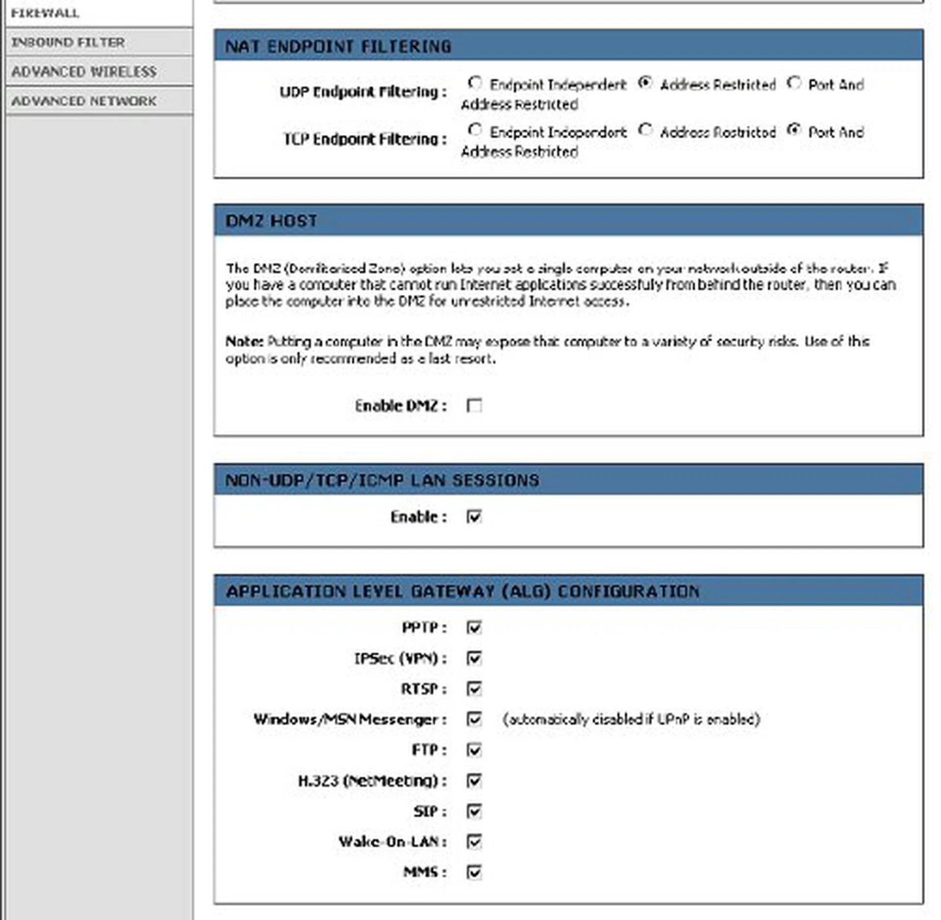 Firewall, DMZ and Application Layer Gateway controls.