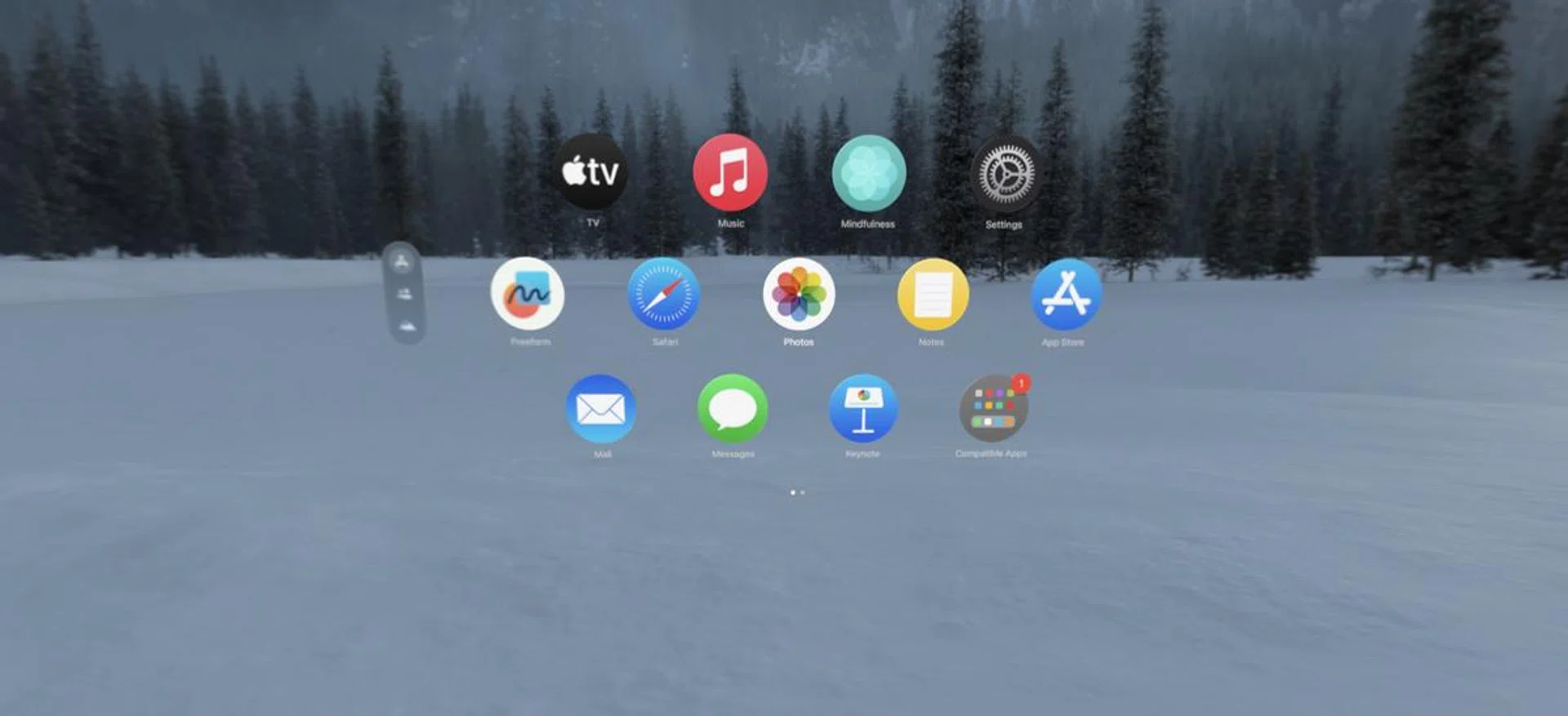 The Home Screen is the first thing you'll see after you set up the Vision Pro.