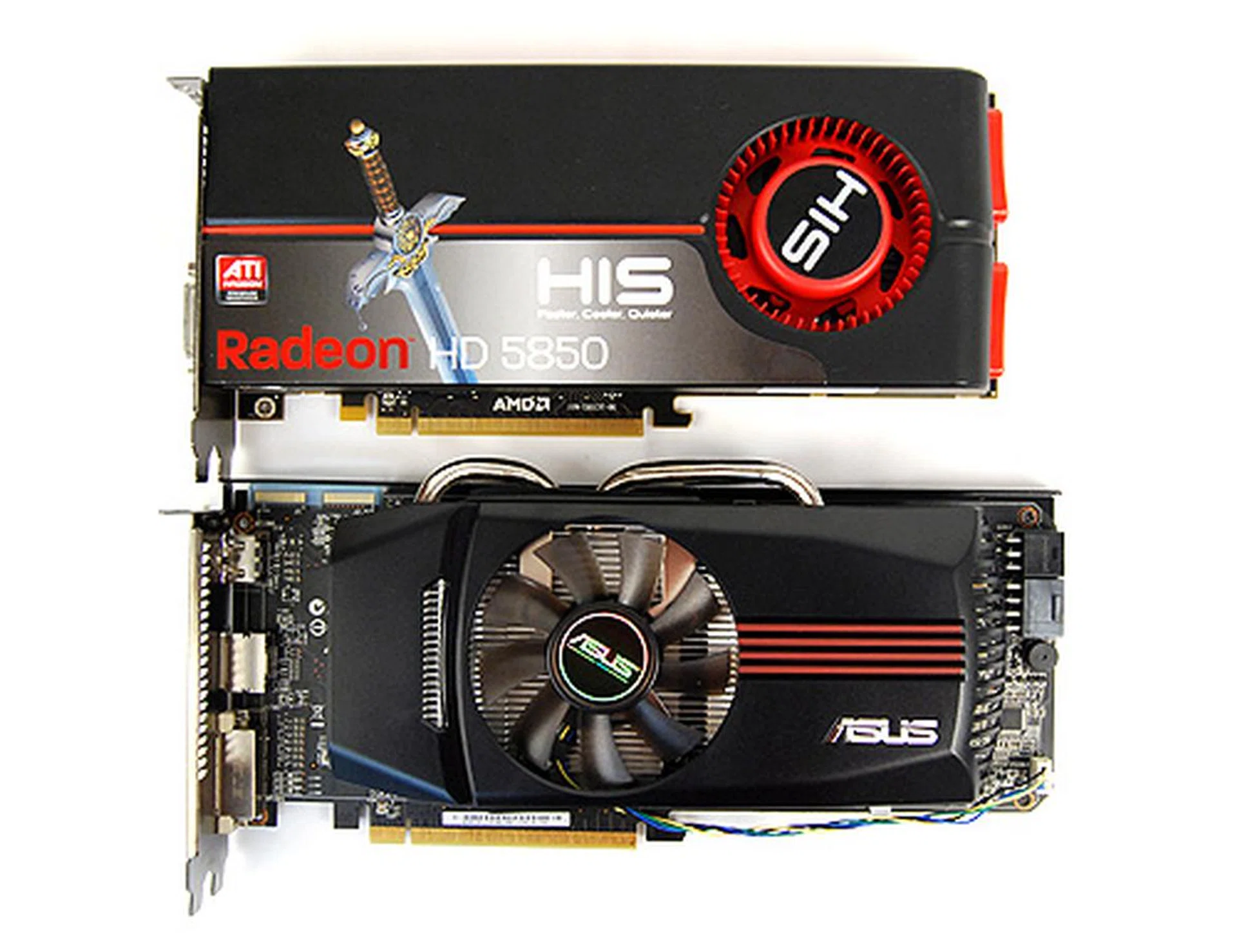 The ASUS EAH5850 DirectCU TOP is slightly larger than a reference Radeon HD 5850 and makes use of a large fan and heatsink combo cooler to keep things cool.
