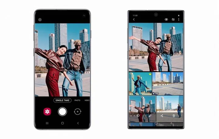 Single Take available on the Galaxy S10 (left), Single Take in the Gallery on the Galaxy Note10 (right).
