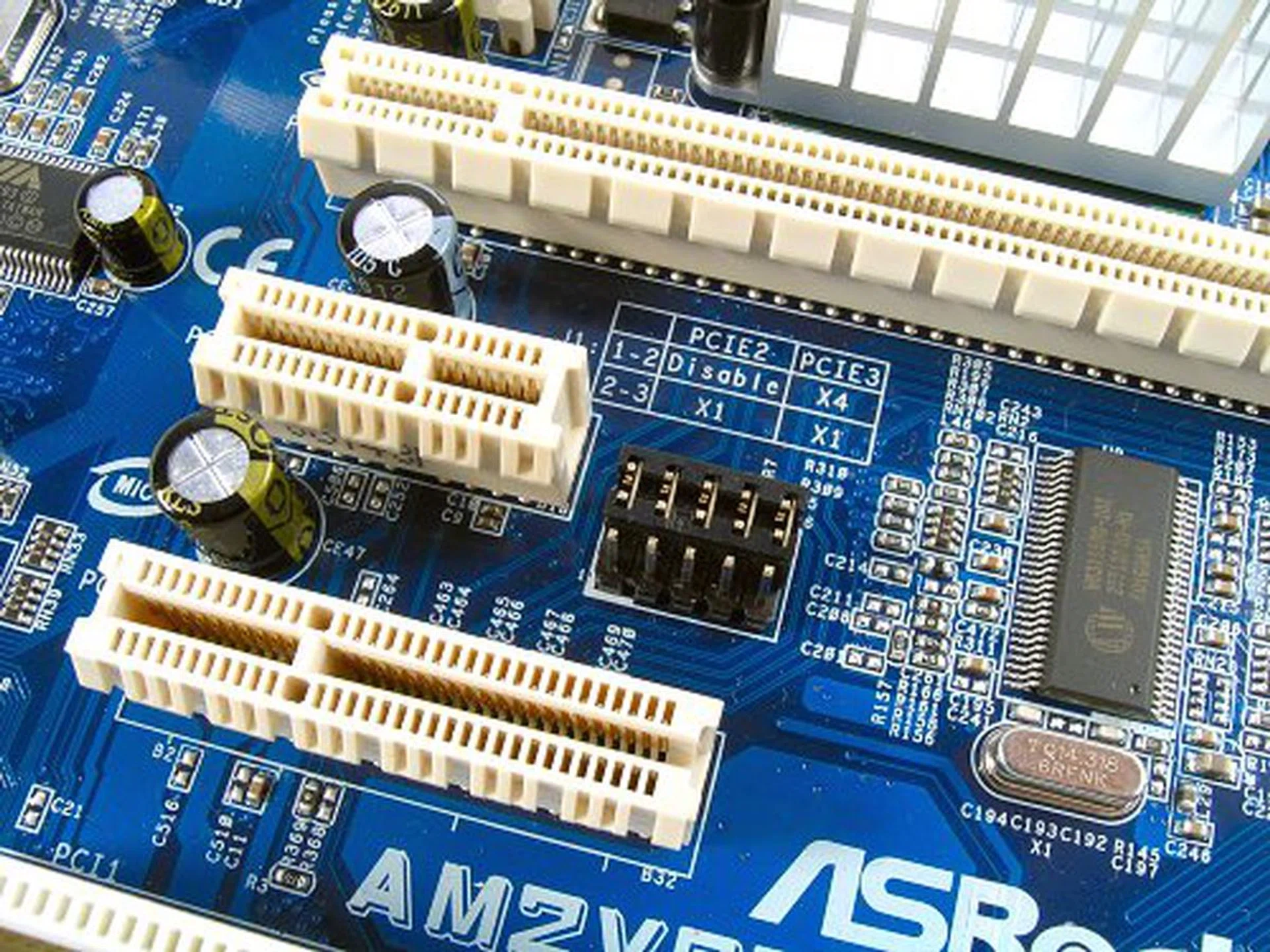 Jumper select for PCIe x1/x4 mode. Factory defaults are set at dual PCIe x1.