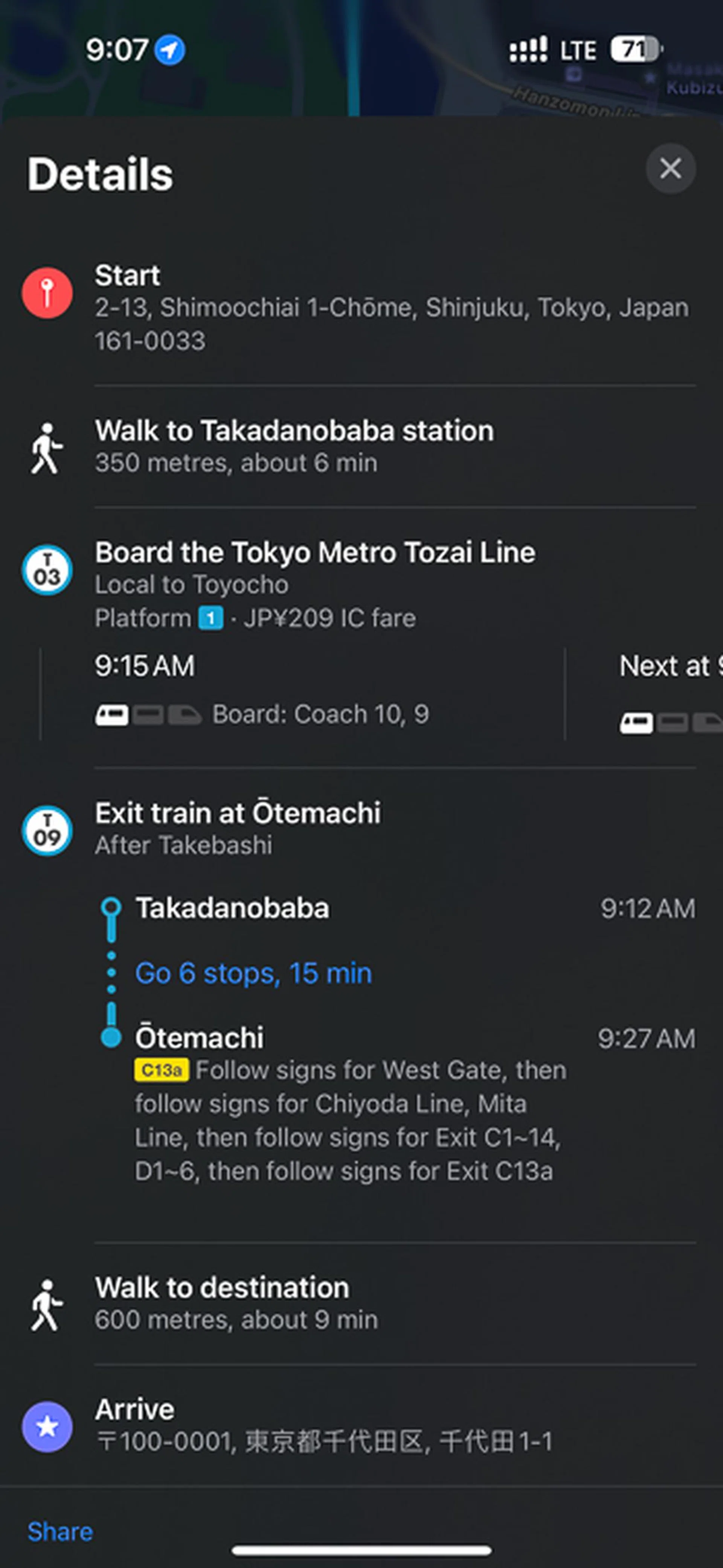 Note the detailed directions for exiting the station.