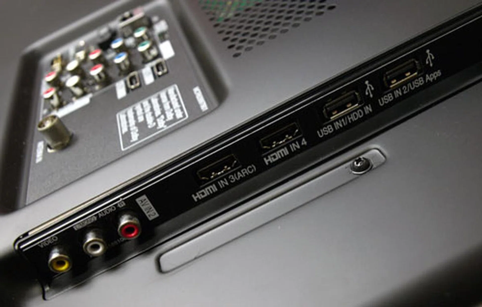 We'd recommend using the side breakout panel for your AV peripherals if you plan to wall-mount this TV. The HDMI 3 inlet also comes with an ARC feature which enables you to transmit the TV's audio signal out to a receiver via the same cable. Two USB ports reside just next to the HDMI connectors. 