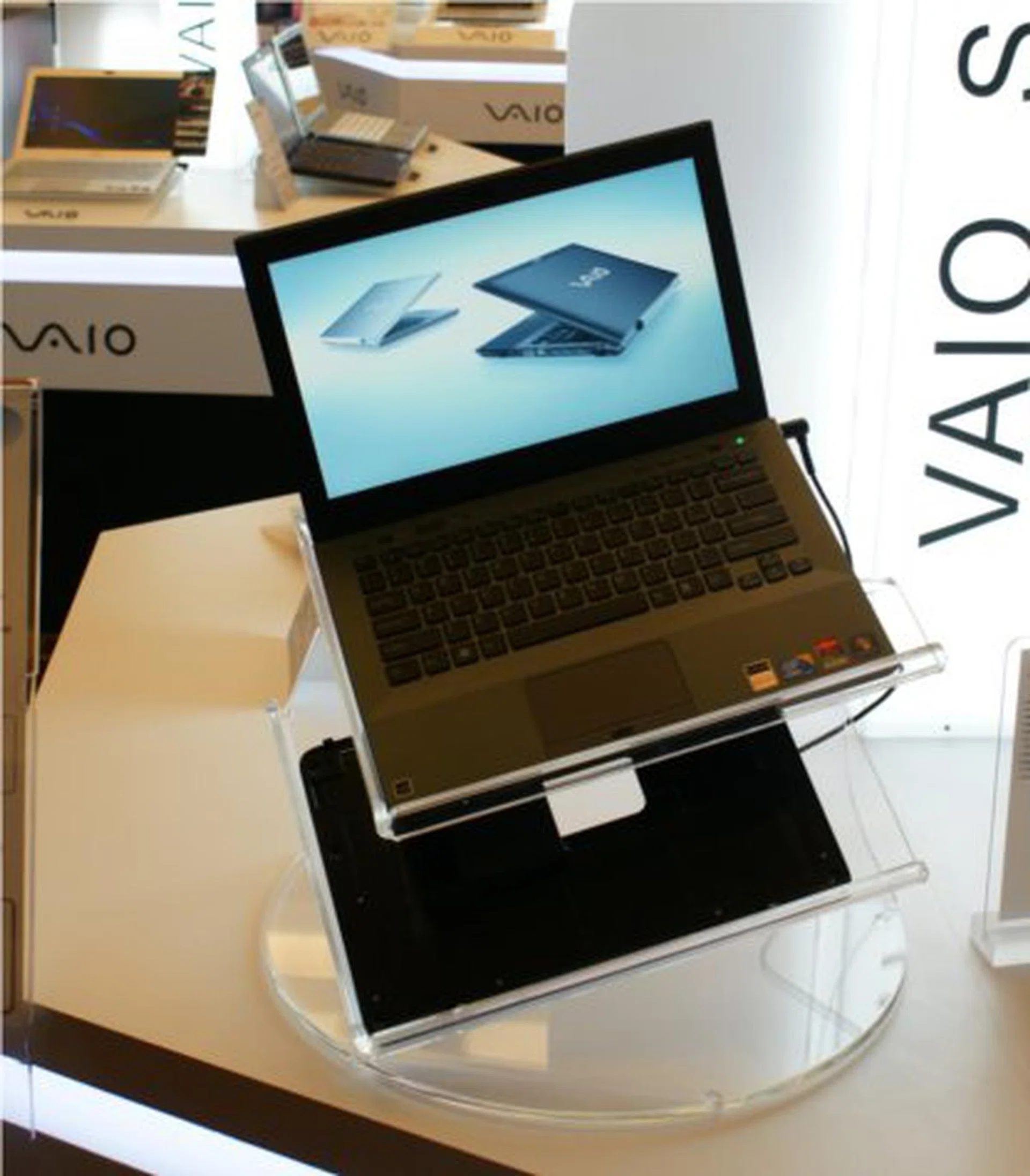 The sleek add-on battery shown is ergonomic and provides six hours of extra usage.