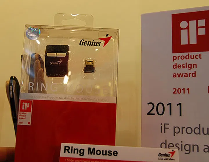 This Ring Mouse from Genius fits on your index finger and you use your thumb on its touch panel to control your mouse cursor. According to Genius, the sensitivity is up to 1000dpi and it uses 2.4GHz wireless technology. Innovative, don't you think so?