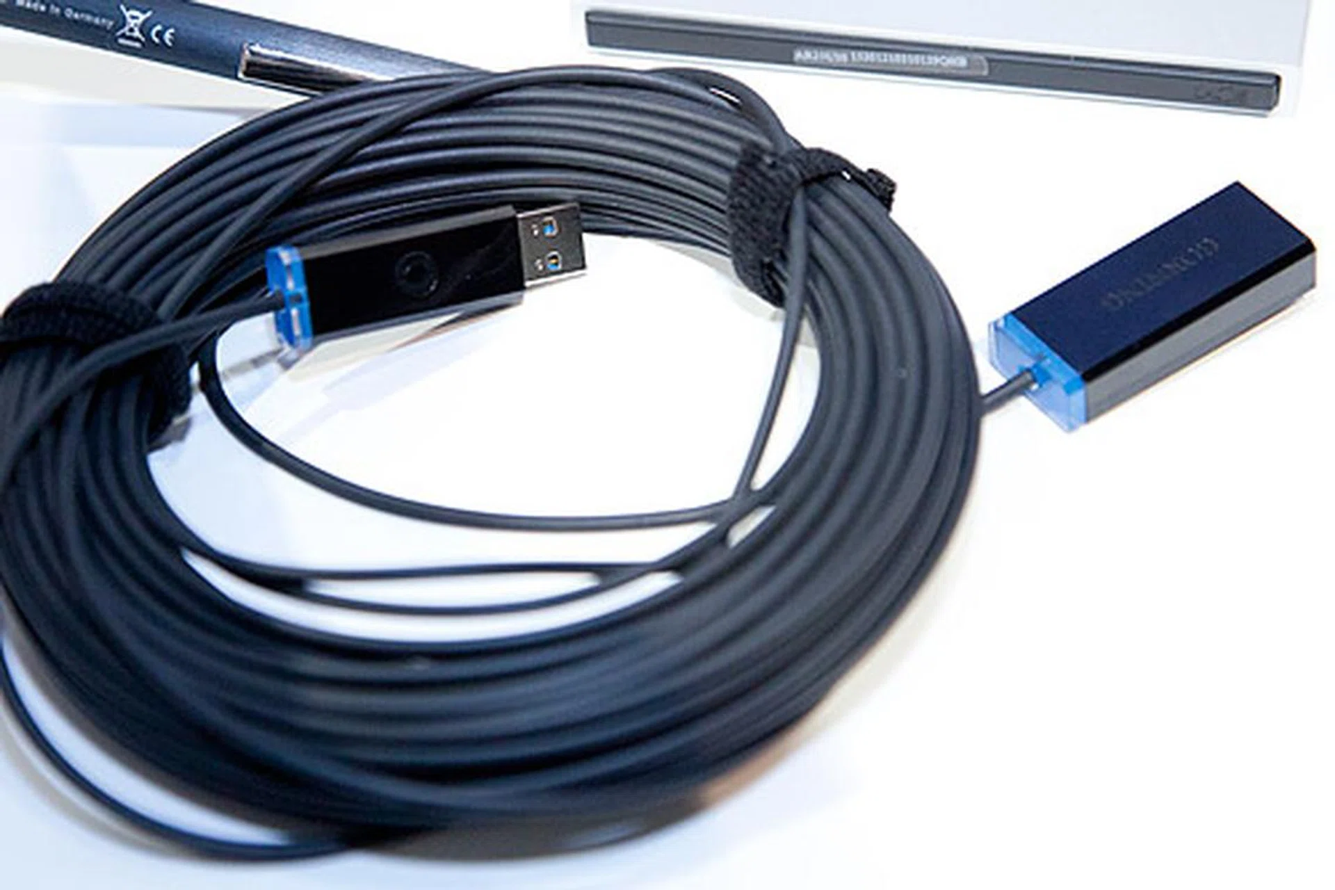Corning's USB 3.0 optical cable measuring 30 meters in length.