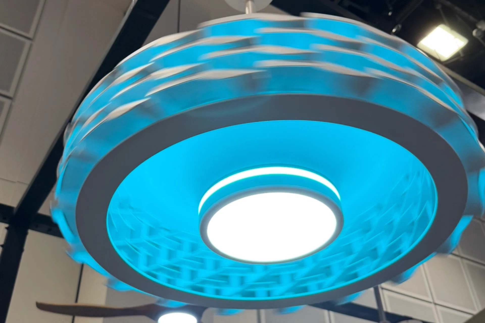 A bladeless ceiling fan.