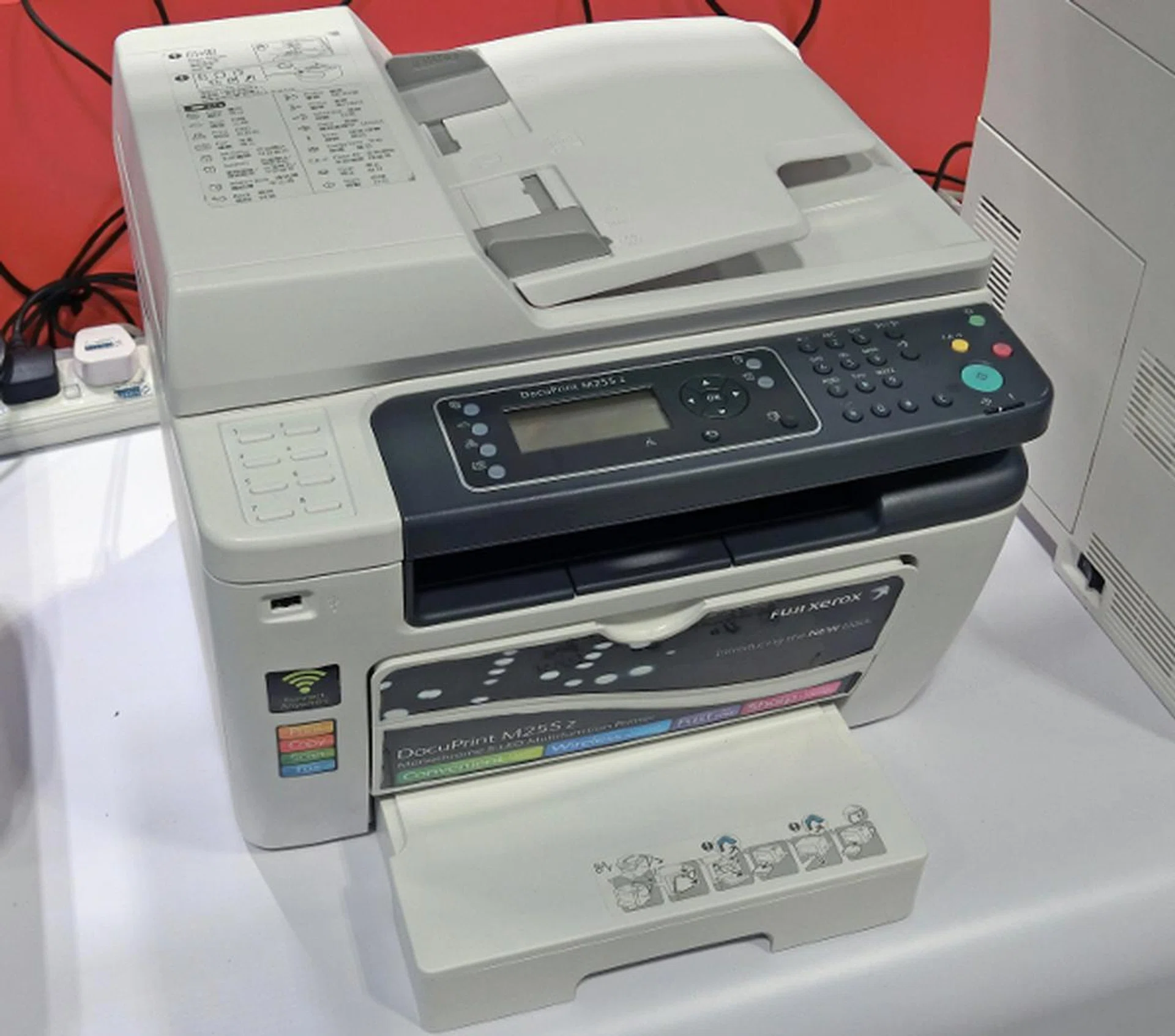 The Fuji Xerox DocuPrint M255 z is a mono desktop all-in-one that is able to print, copy, scan and fax. Duplex printing is also automatic, so you don't have to manually flip the pages over. It's going for $269, which is $130 off the regular price.