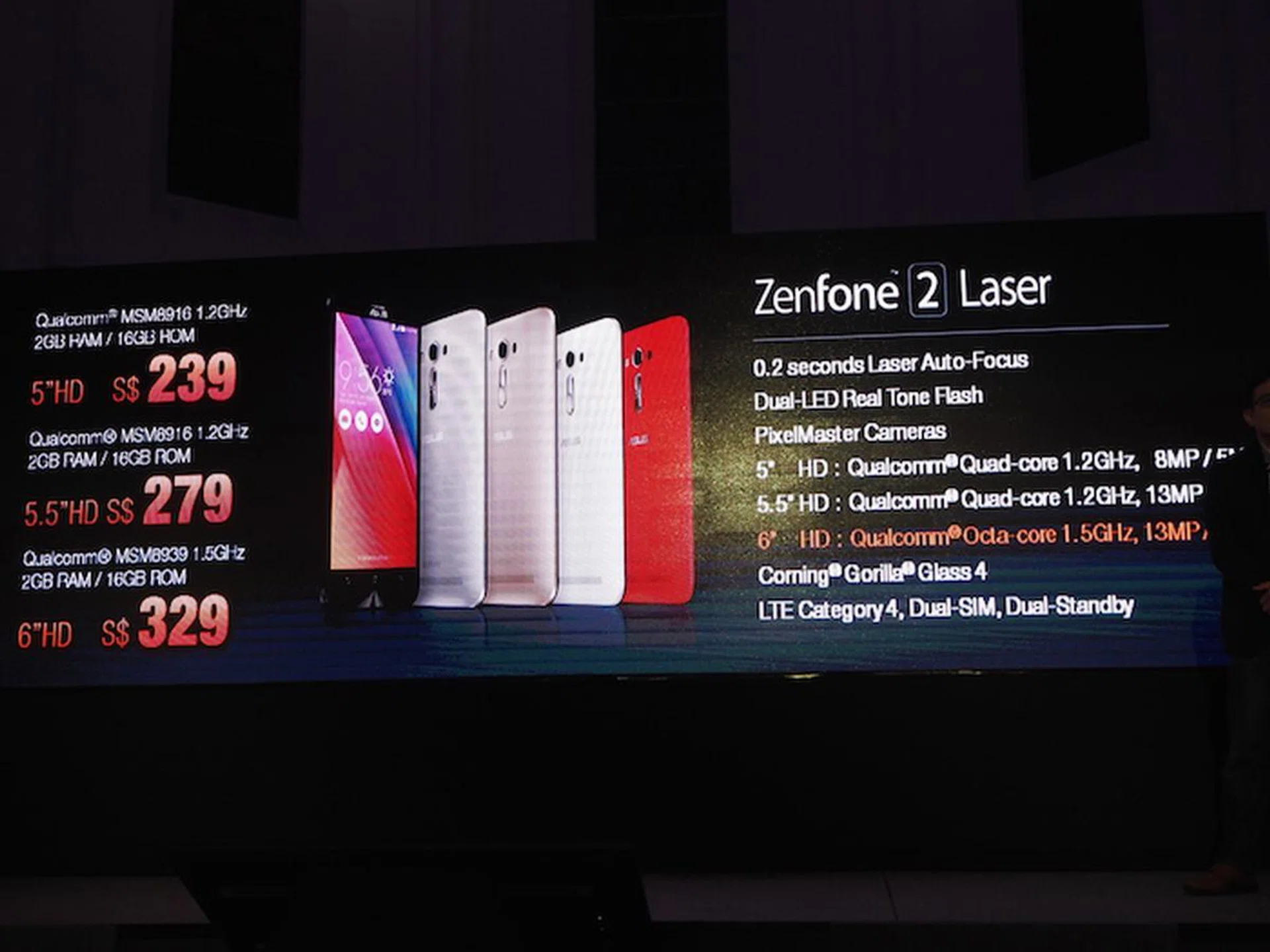The pricing of all three ZenFone 2 Laser smartphones.