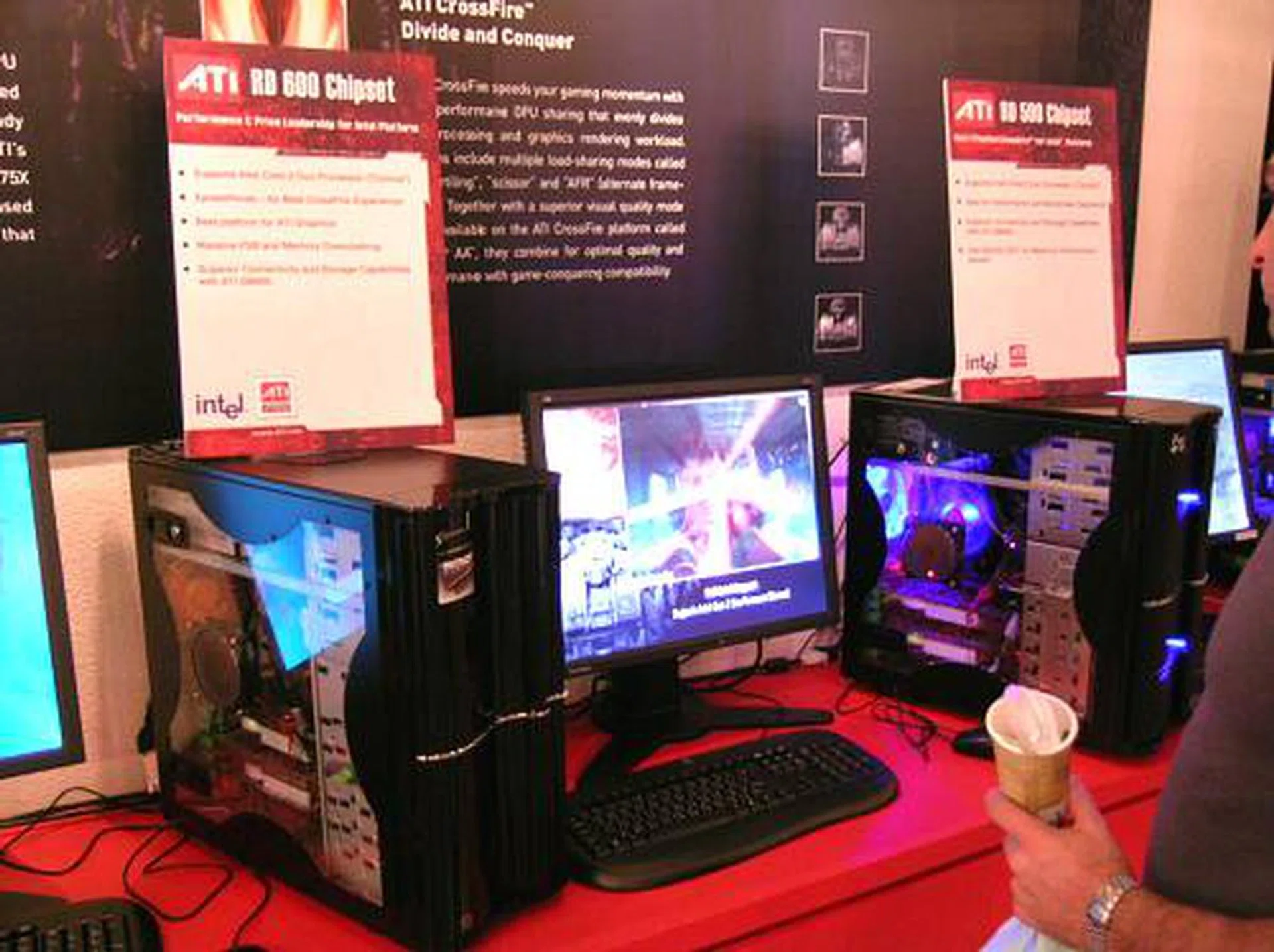 The RD600 however is set to compete with NVIDIA's nForce 590 SLI. It actually shares many of the nForce 590 SLI features such as independent bus clocks and auto PCIe overclocking (ala NVIDIA LinkBoost). Of course you can bet that the RD600 will be supporting three PCIe x16 configurations for GPU physics and maybe even DDR3.