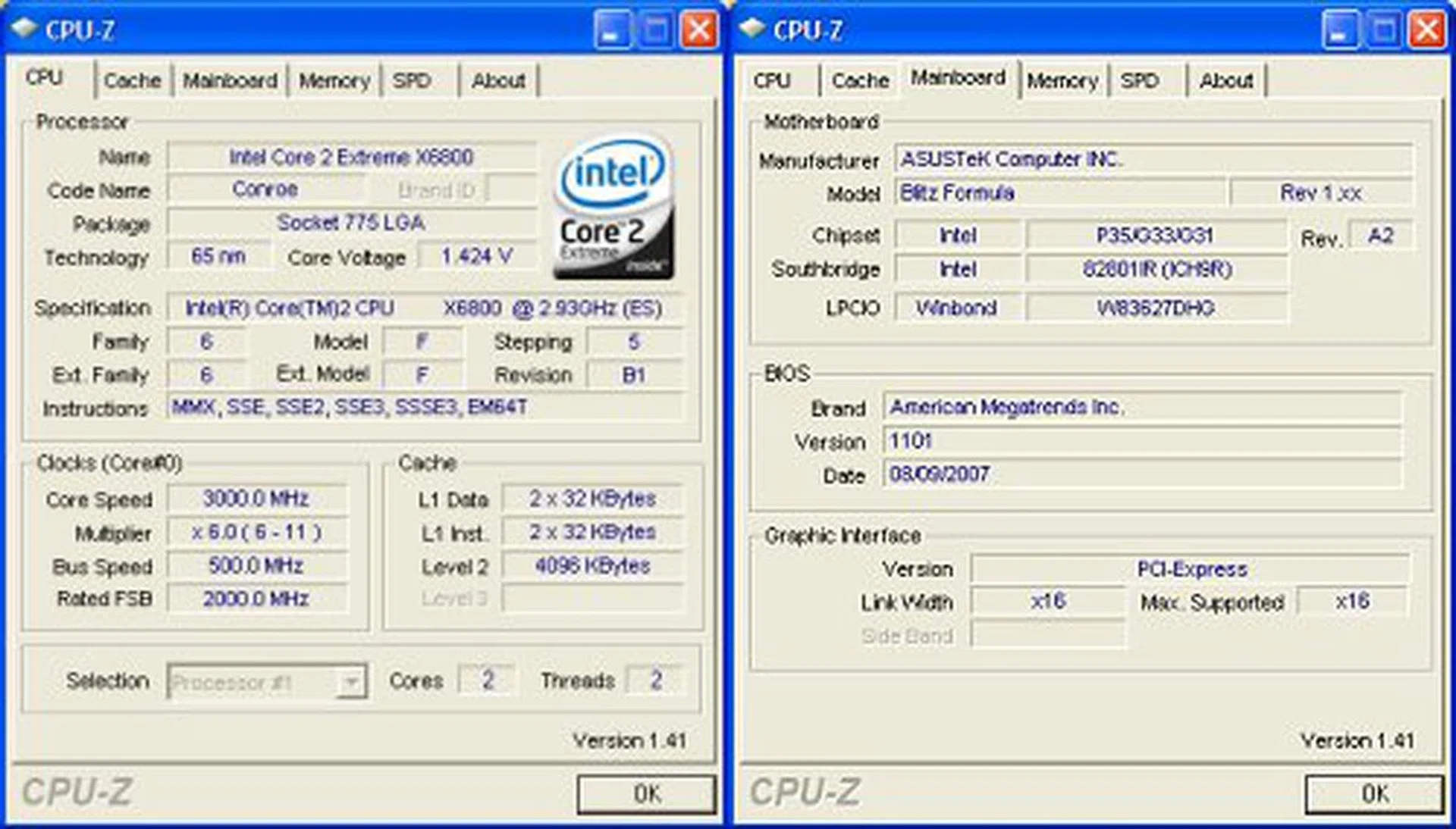 CPU-Z overclocking screenshot. Click for full-sized image.