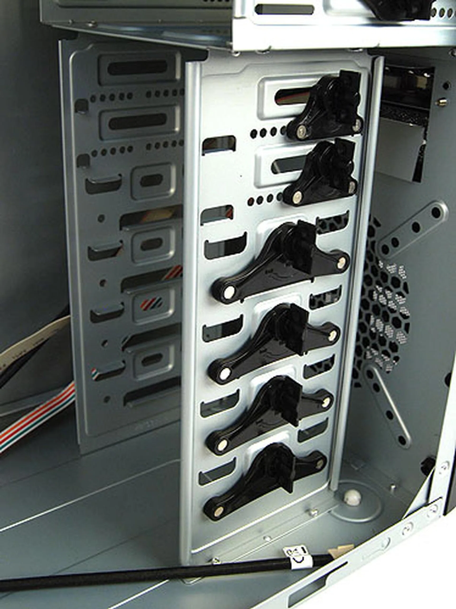 Hard drives and floppy drives are installed in the same way too.