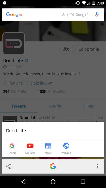Hold the Home button and and look for the Share button on the left. Image credit: Droid Life