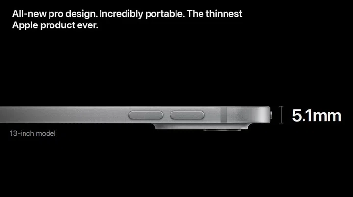 The 13-inch version is 5.1mm thin.