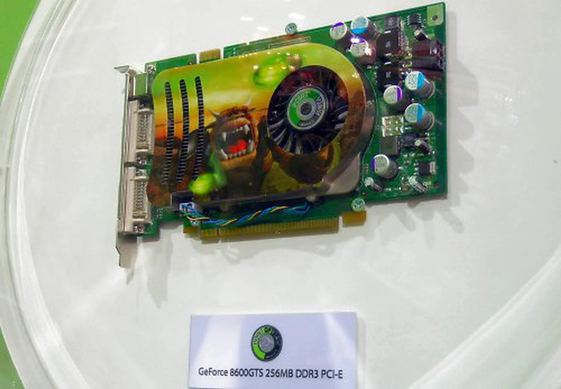  All Point of View GeForce 8 series cards on display use NVIDIA's reference designs as far as we could see. The highest end available on display was a 256MB GeForce 8600 GTS.  