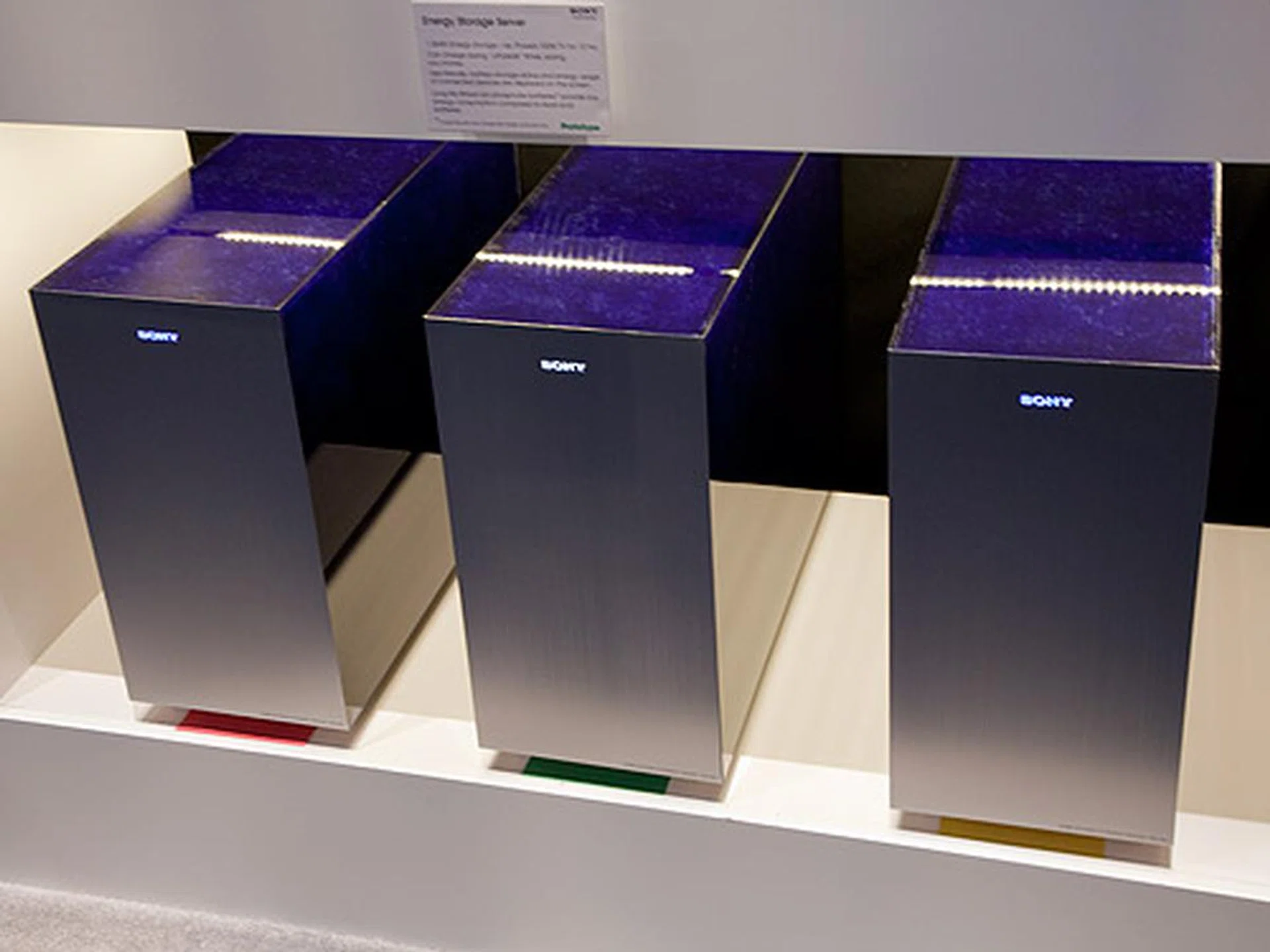 Energy generated by solar panels could be stored into these blocks of sealed Li-ion batteries.