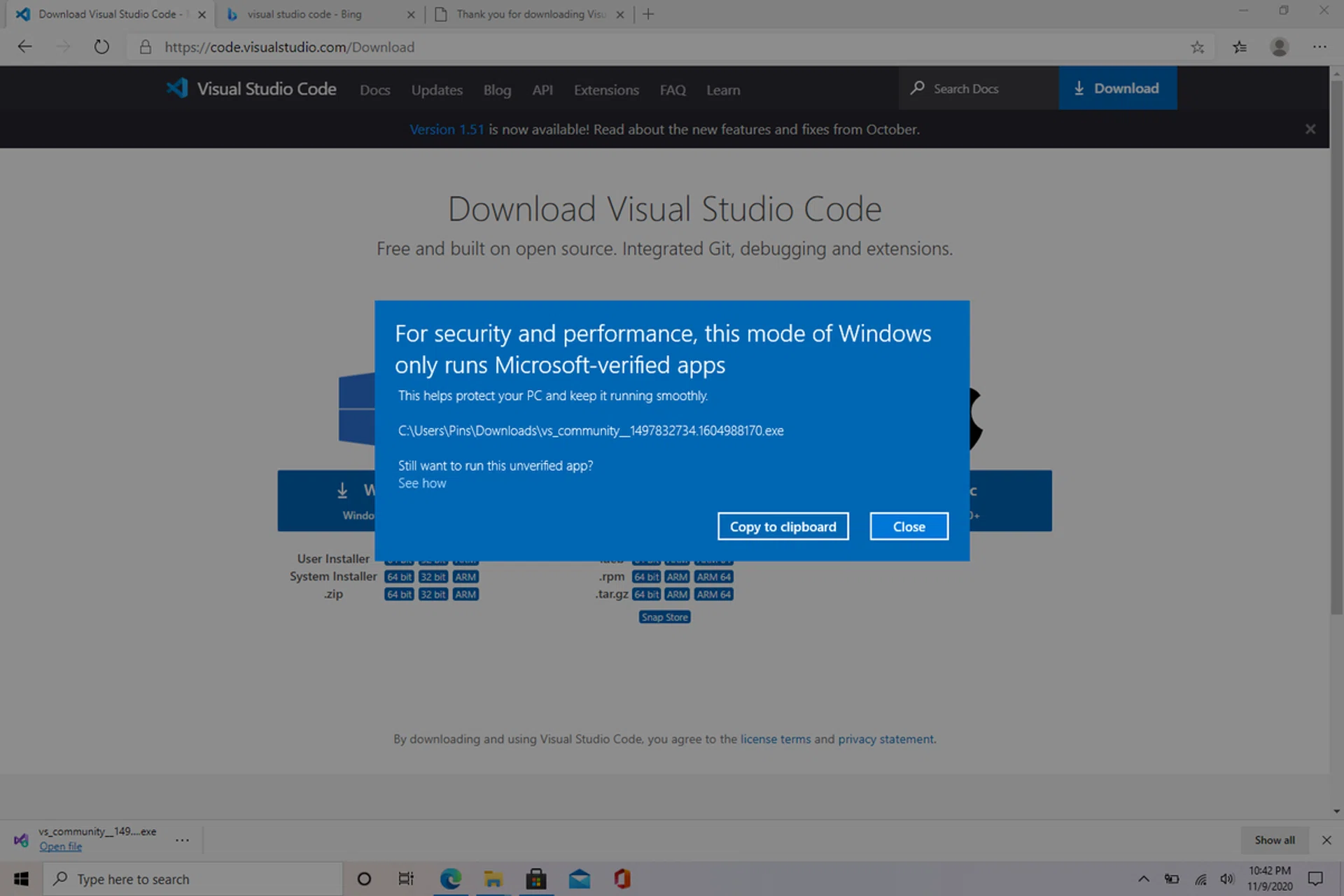Even Microsoft's own Visual Studio code cannot run in S mode.