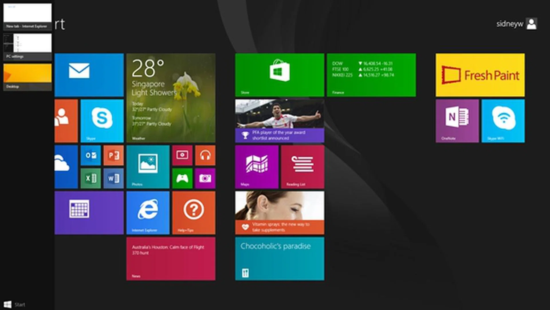 A quick swipe from the left into the screen and back will bring up the multitasking bar.