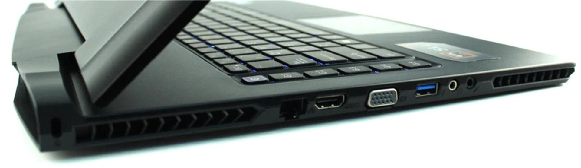 Left: RJ45, HDMI, VGA, USB 3.0, microphone/headphone jacks.