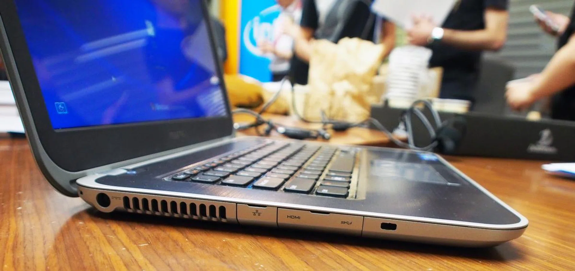 The ports can be accessed by flipping down the covers.