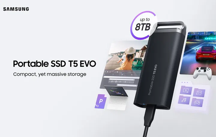 Samsung T5 EVO portable SSD.