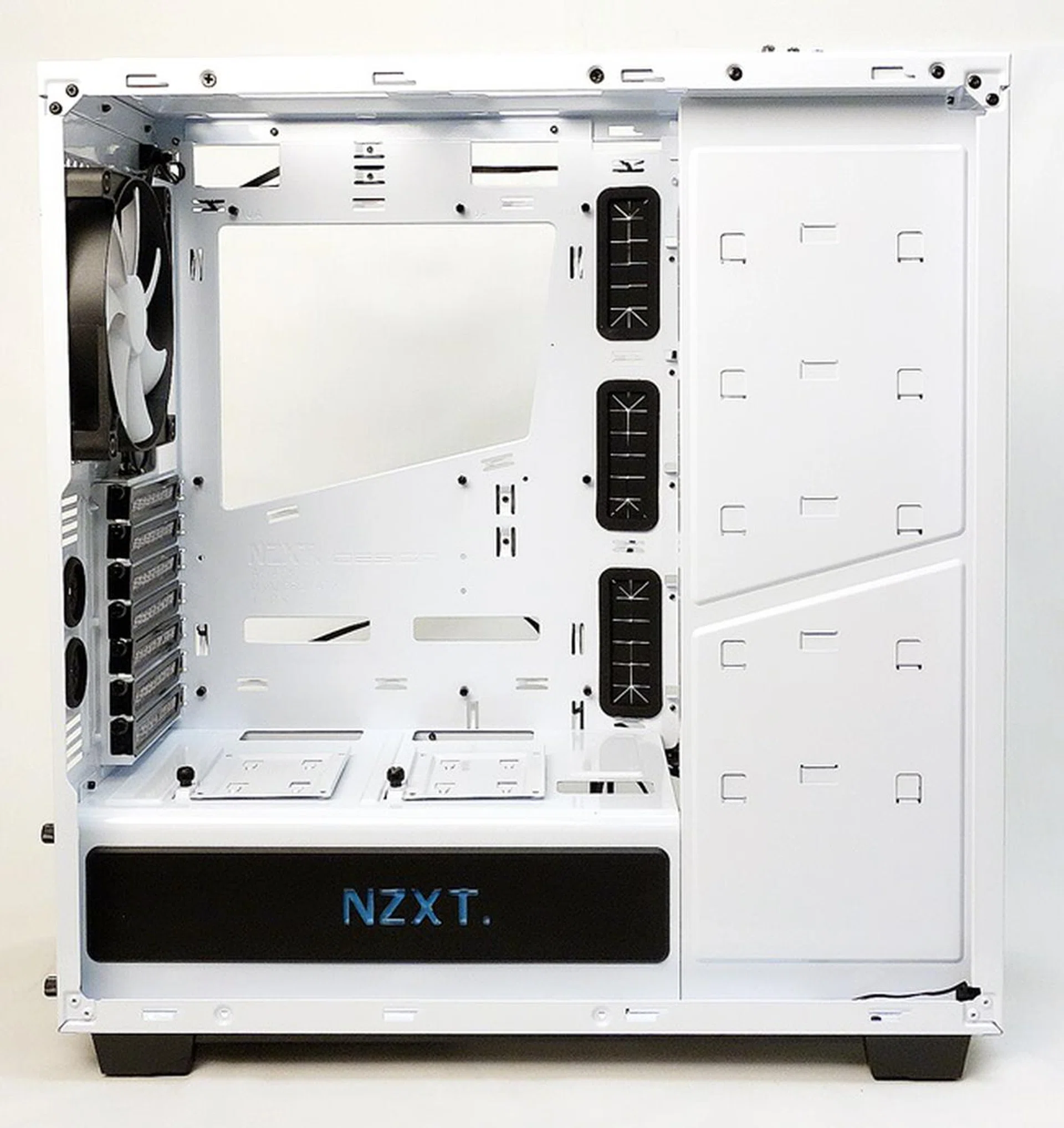 The NZXT LED logo is located at near the bottom of the chassis.