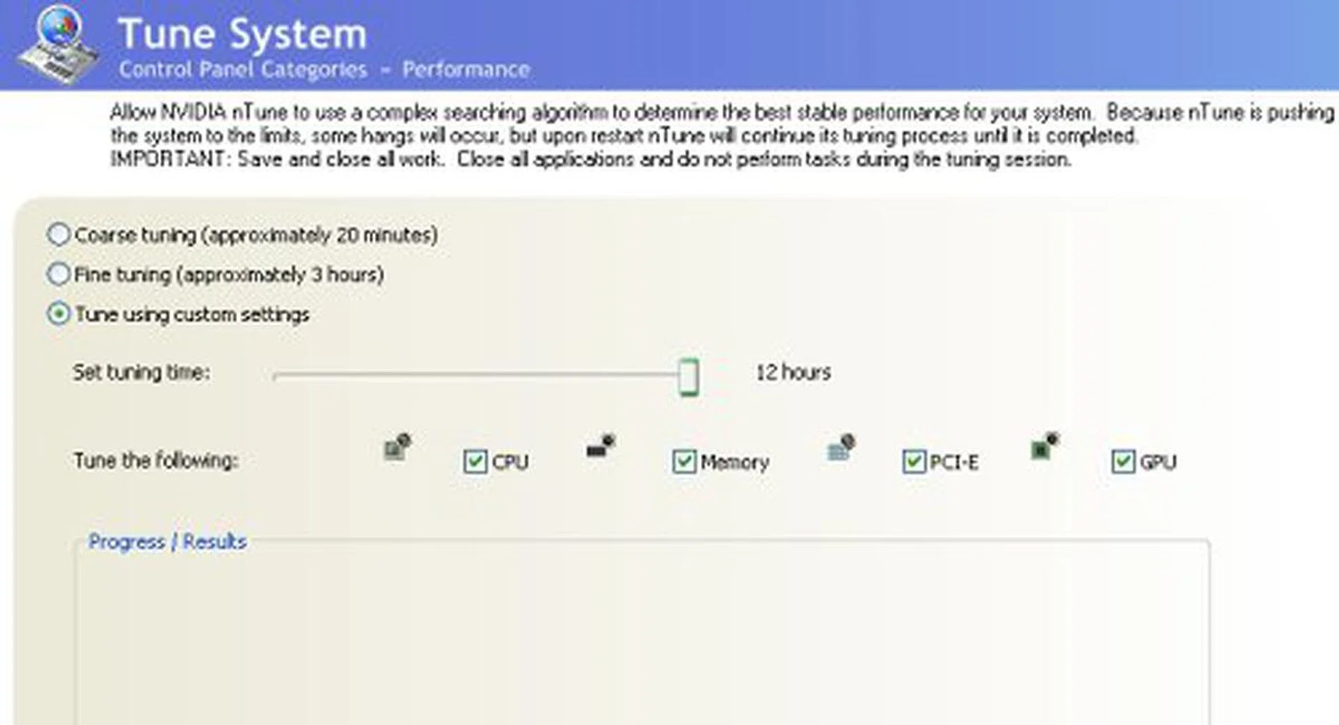 Automatic performance tuning utility that can take as long as 12 hours to run?