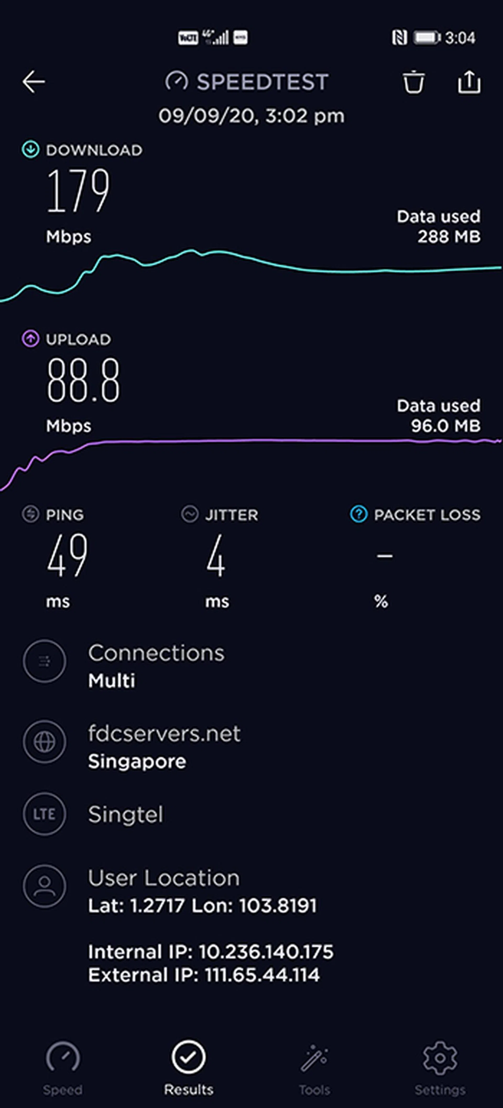 Singtel 4G Test 2.