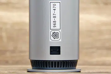 This is a Wi-Fi network camera, so you won't find any Ethernet jack. The power jack uses standard micro-USB.