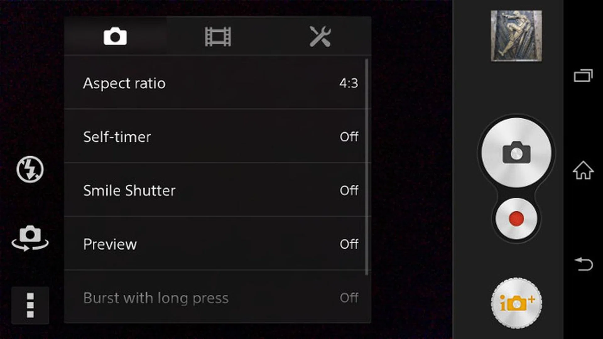 The Xperia Z2 sports a standard tabbed interface.
