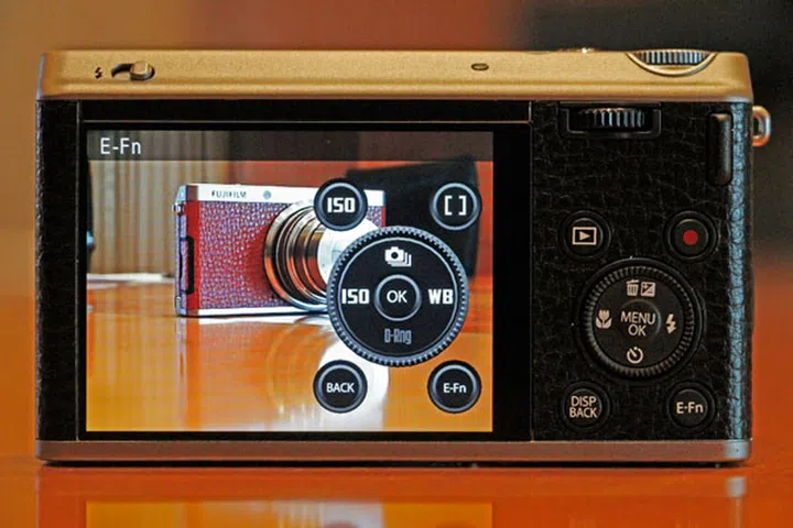 When you press the E-Fn button, the camera's physical buttons are reflected on the LCD but with different functions. Pressing the buttons now will activate the secondary function.