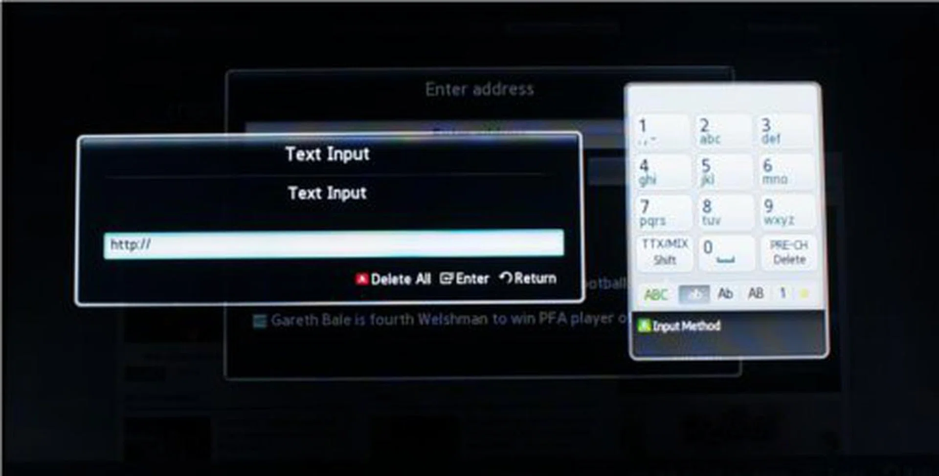 The T9 predictive text typing with the remote for the Web-browser is not optimal. Perhaps the Smart TV Remote app coupled with the Samsung Galaxy Tab or the Galaxy S could help this aspect, but we didn't have either of them on hand during our test duration. We'll update this aspect in the future.